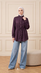 ALANA LINEN CASUAL BLOUSE (DEEP PURPLE)