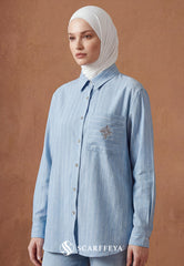 GINA STRIPE BLOUSE (ASH BLUE)