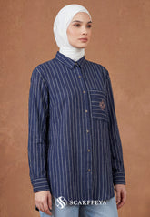 GINA STRIPE BLOUSE (NAVY BLUE)