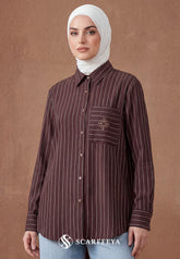 GINA STRIPE BLOUSE (RICH BROWN)