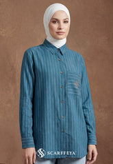 GINA STRIPE BLOUSE (TEAL BLUE)