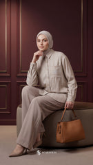 ALYS LINEN SILK STRIPE (CASHMERE BROWN)
