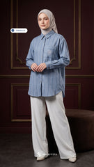 ALYS LINEN SILK STRIPE (DENIM BLUE)