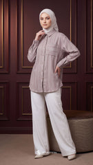 ALYS LINEN SILK STRIPE (MAUVE BROWN)
