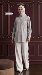 ALYS LINEN SILK STRIPE (METALLIC SILVER)