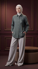 ALYS LINEN SILK STRIPE (PEWTER GREEN)