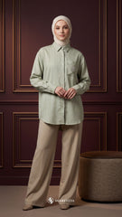 ALYS LINEN SILK STRIPE (SAGE GREEN)