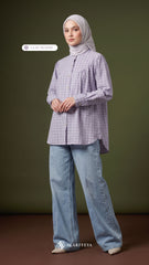 BRIA PLAID LINEN BLOUSE (LILAC BLOOM)