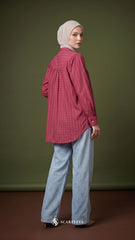 BRIA PLAID LINEN BLOUSE (MAGENTA ROSE)