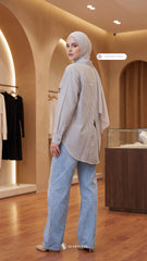 ELVY STRIPE LINEN SHIRT (SMOKY GREY)