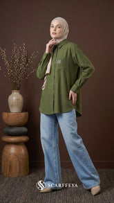TARA CASUAL BLOUSE (OLIVE GREEN)