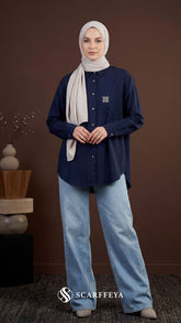 TARA CASUAL BLOUSE (NAVY BLUE)
