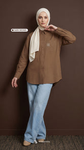 TARA CASUAL BLOUSE (DARK BROWN)