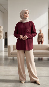 KYLA CASUAL BLOUSE (BURGUNDY MAROON)