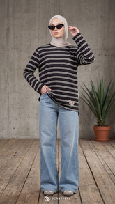 LISA STRIPE SHIRT (BLACK)