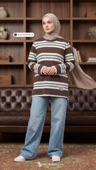 LISA STRIPE SHIRT (DARK BROWN BLUE)