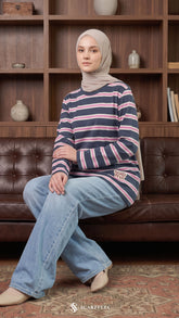 LISA STRIPE SHIRT (NAVY PINK)