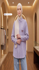 ELVY STRIPE LINEN SHIRT (DARK ORCHID)