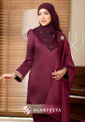PIETRA KURUNG MODEN (BURGUNDY MAROON)