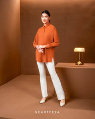 MILLY BLOUSE (BRICK TANGERINE)