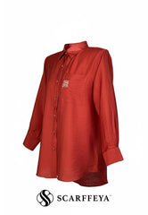 TARA CASUAL BLOUSE (BRICK TANGERINE)