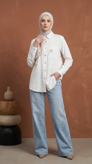 TARA CASUAL BLOUSE (WHITE SWAN)