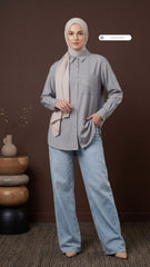 TARA CASUAL BLOUSE (SLATE GREY)
