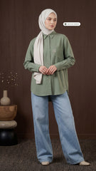 TARA CASUAL BLOUSE (MATCHA GREEN)