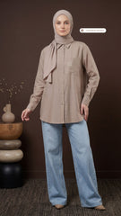 TARA CASUAL BLOUSE (CAHSMERE BROWN)