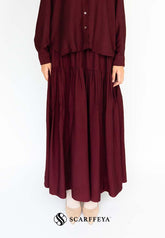 YUNA LINEN SKIRT (BURGUNDY MAROON)