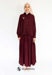 YUNA LINEN SKIRT (BURGUNDY MAROON)