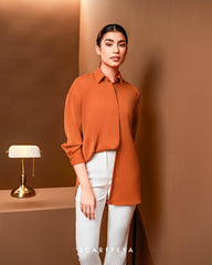 MILLY BLOUSE (BRICK TANGERINE)