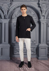 ZAYN MALEEQ KURTA (MIDNIGHT BLACK)