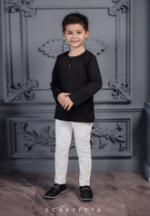ZAYN MALEEQ KURTA KIDS (MIDNIGHT BLACK)