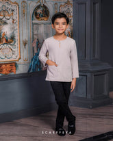 ZAYN MALEEQ KURTA KIDS (PEARL SILVER)