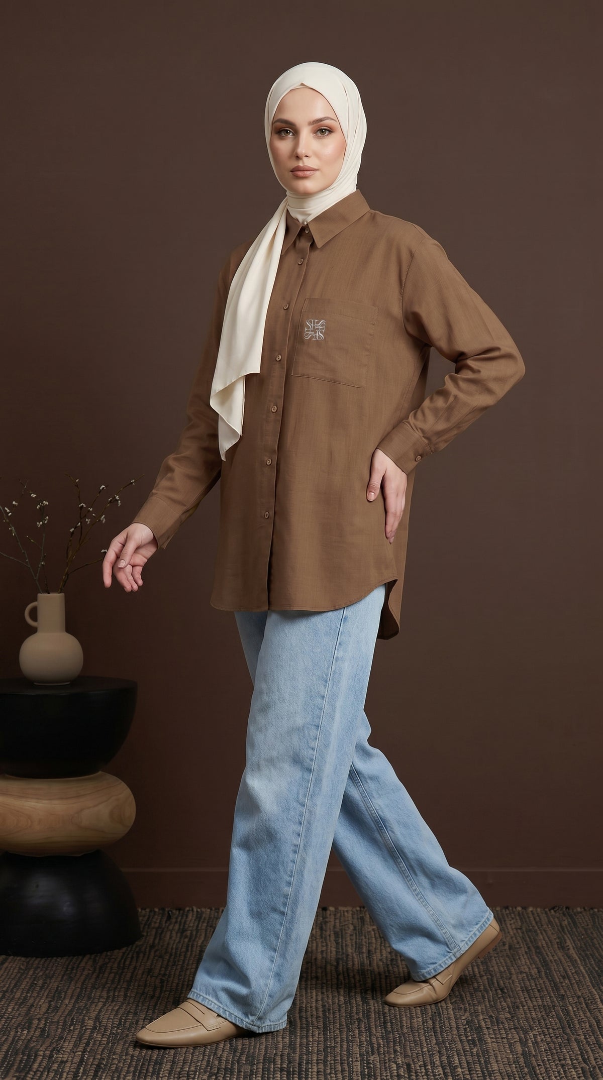 TARA CASUAL BLOUSE (DARK BROWN)