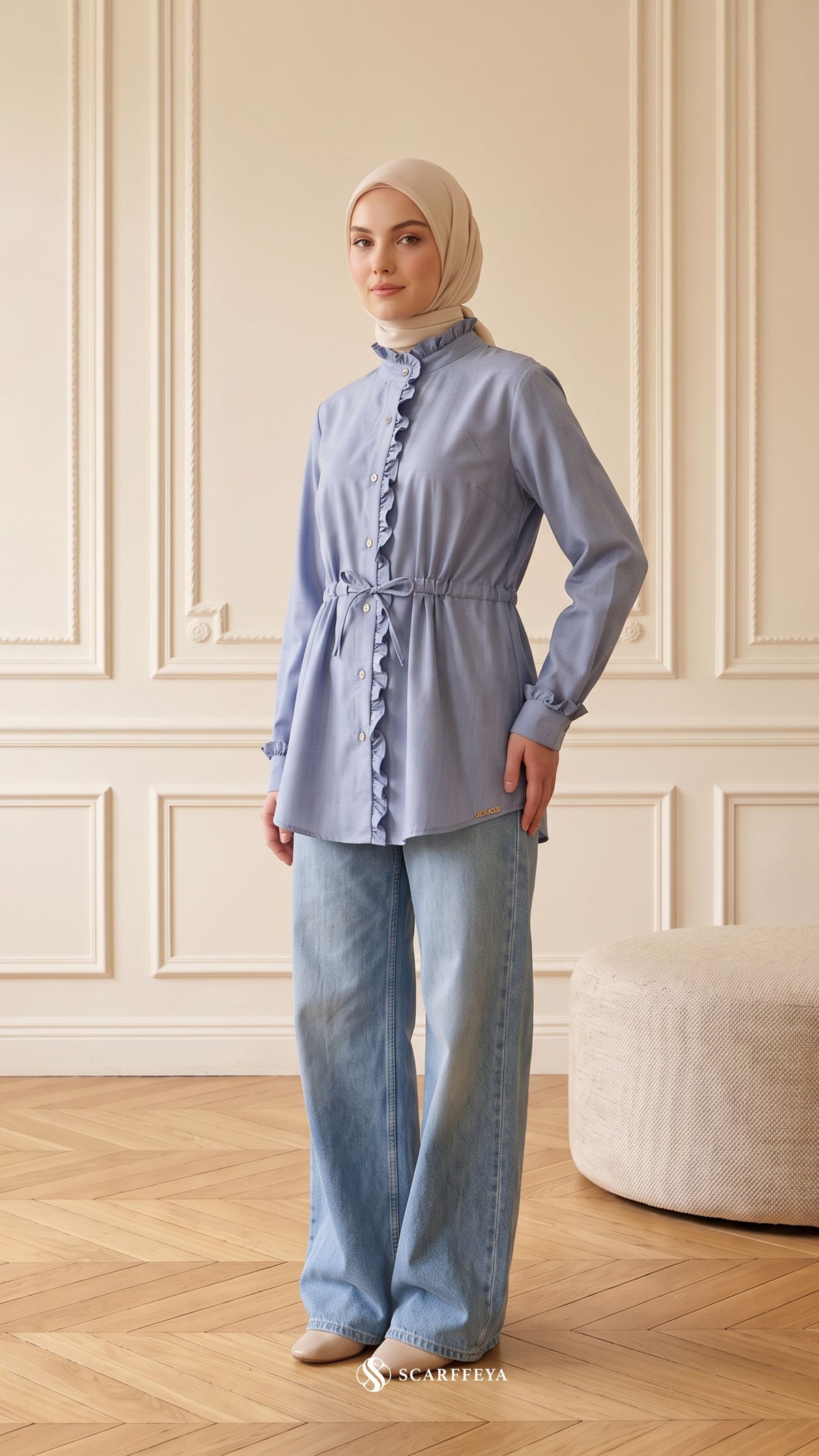 ALANA LINEN CASUAL BLOUSE (DENIM BLUE)