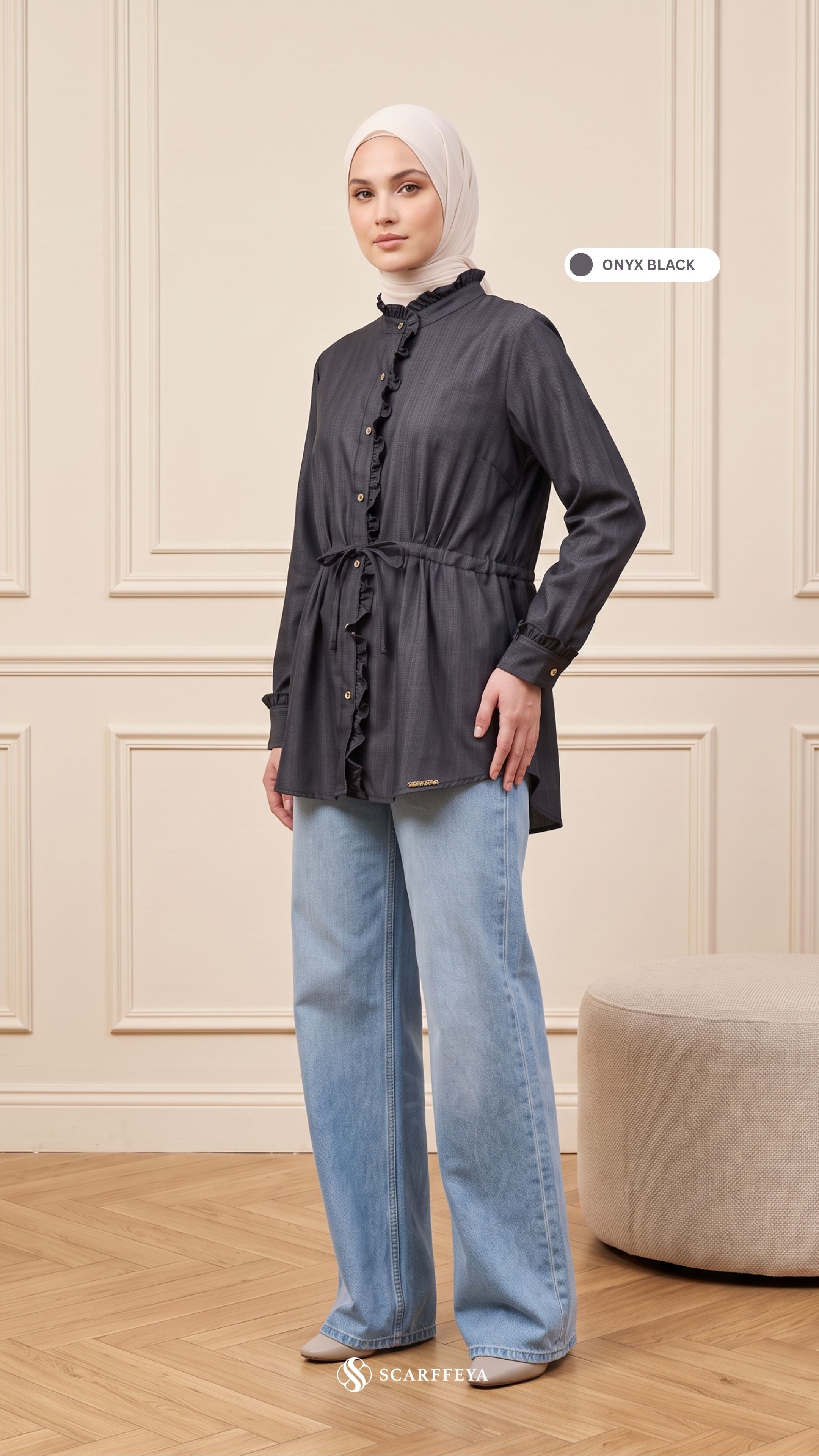 ALANA LINEN CASUAL BLOUSE (ONYX BLACK)