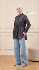 ALANA LINEN CASUAL BLOUSE (ONYX BLACK)