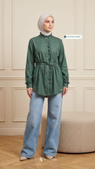 ALANA LINEN CASUAL BLOUSE (VINTAGE GREEN)