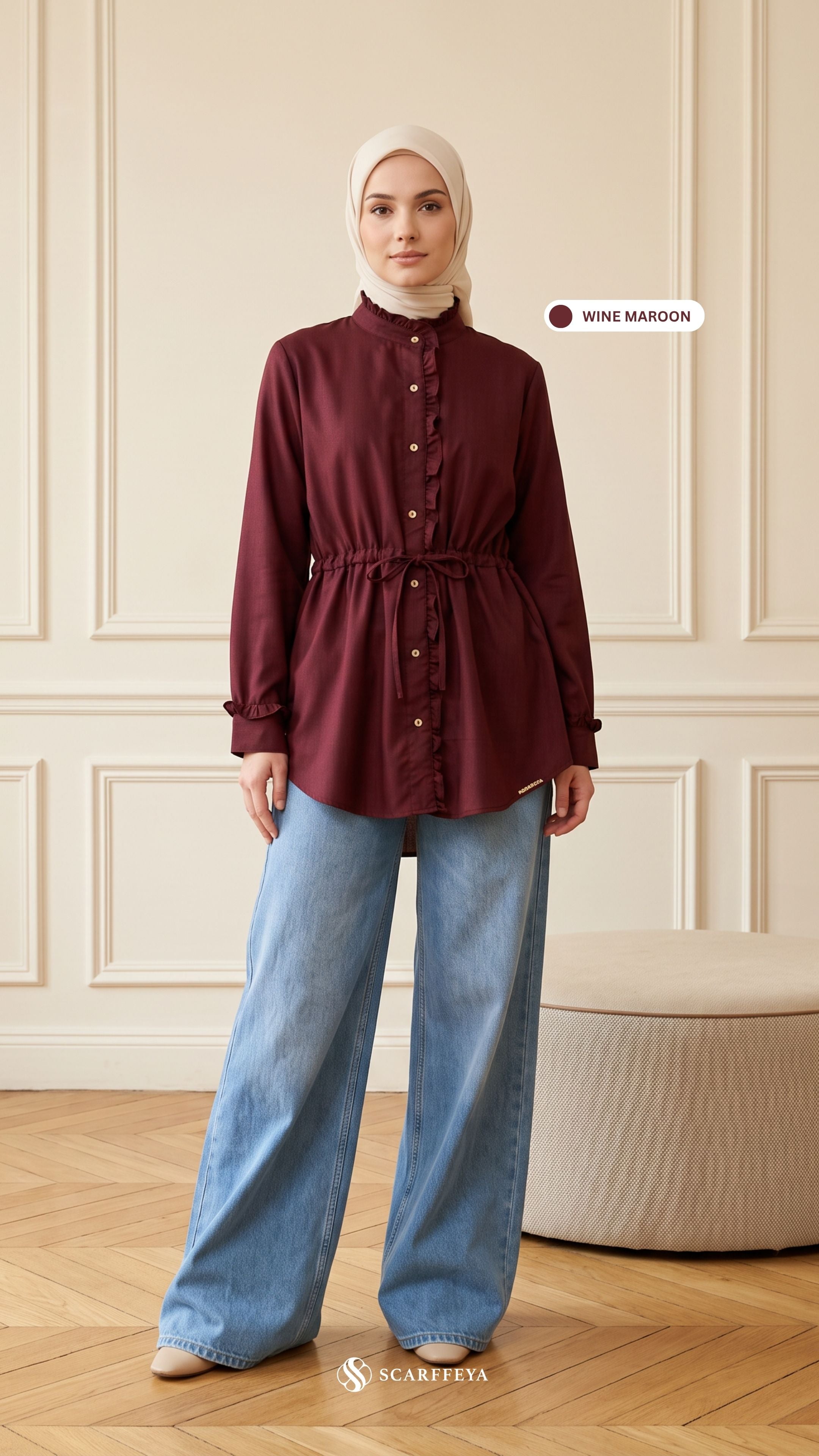 ALANA LINEN CASUAL BLOUSE (WINE MAROON)