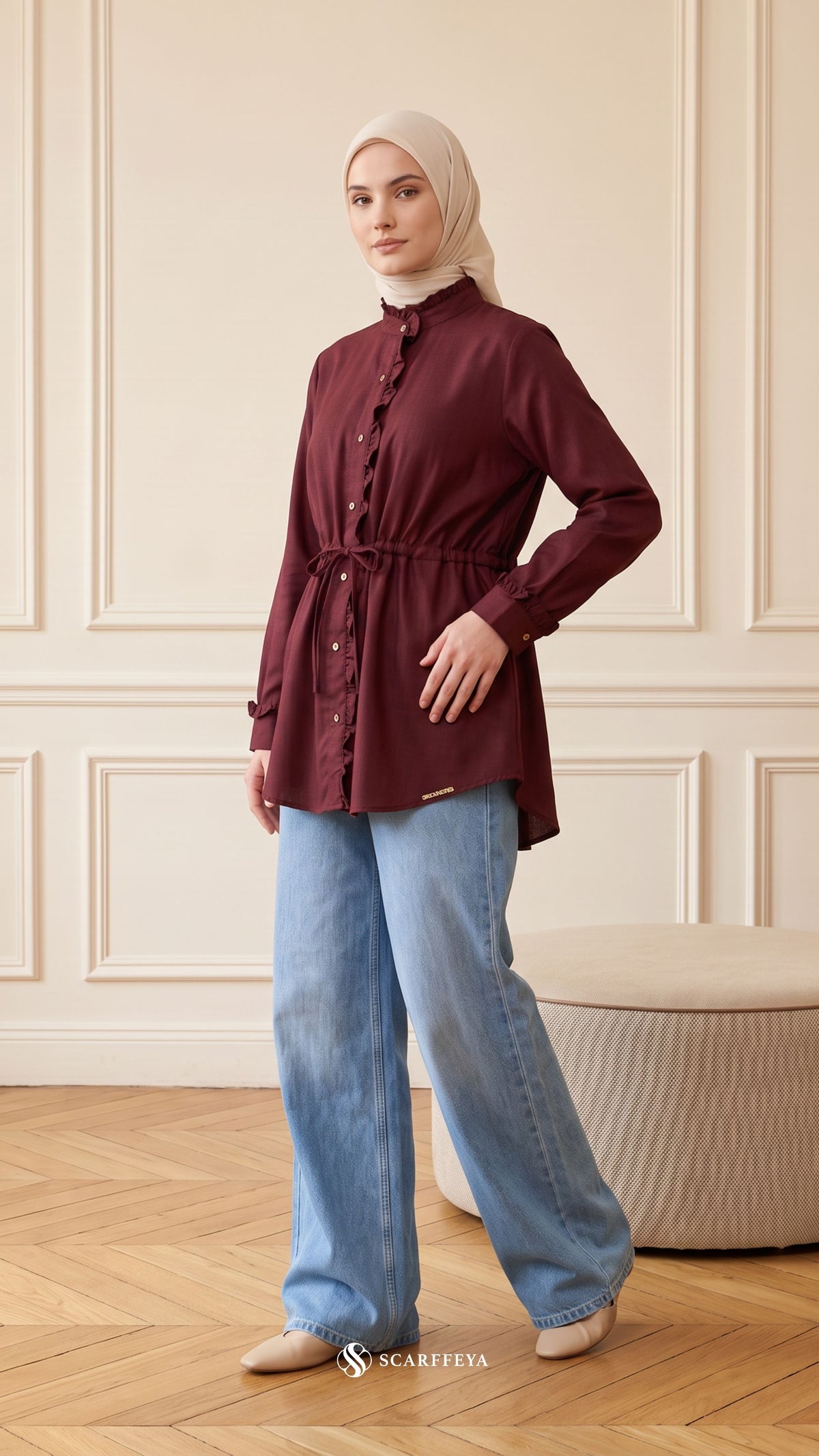 ALANA LINEN CASUAL BLOUSE (WINE MAROON)