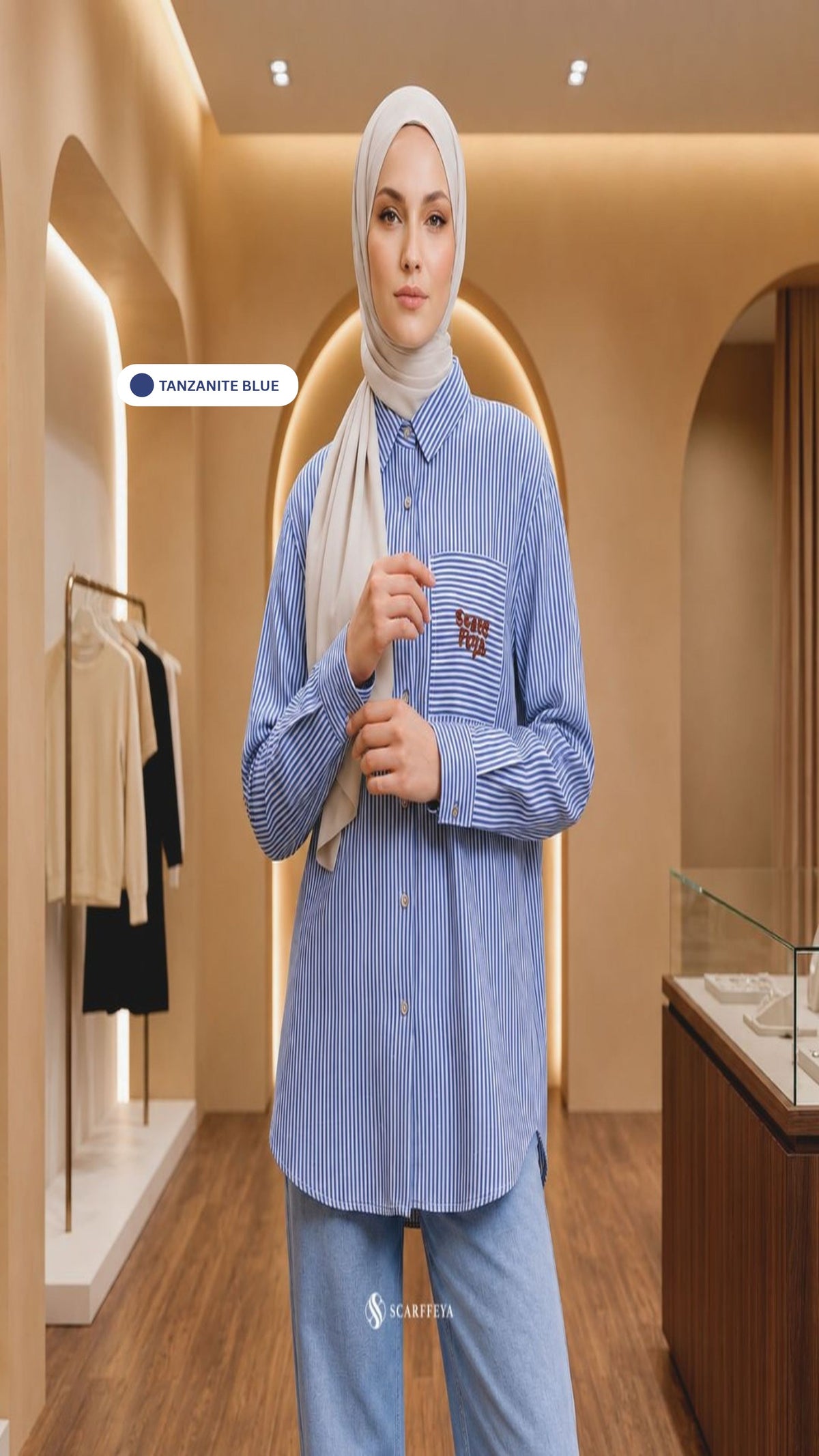 ELVY STRIPE LINEN SHIRT (TANZANITE BLUE)