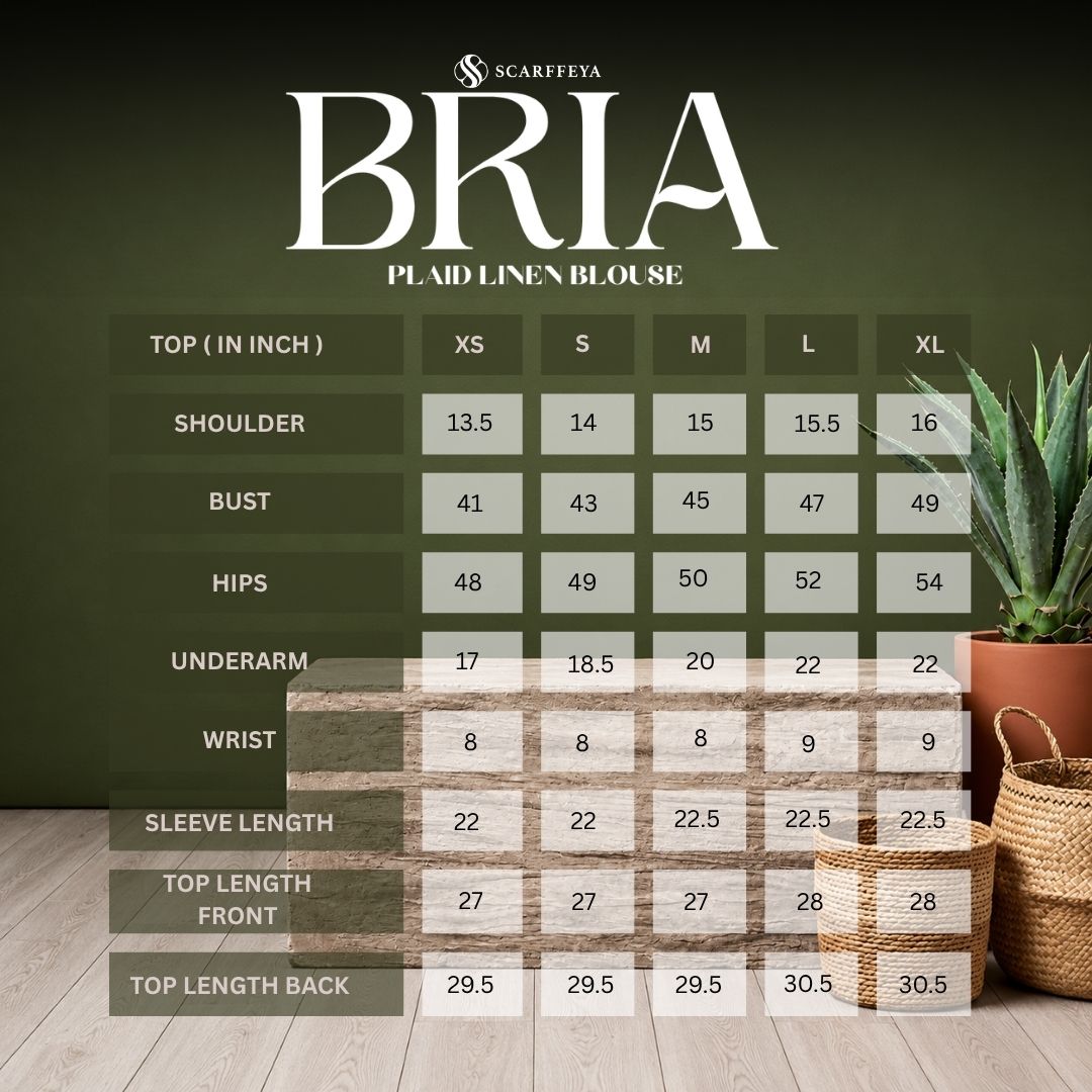 BRIA PLAID LINEN BLOUSE (MATCHA SAGE)