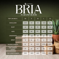 BRIA PLAID LINEN BLOUSE (MATCHA SAGE)