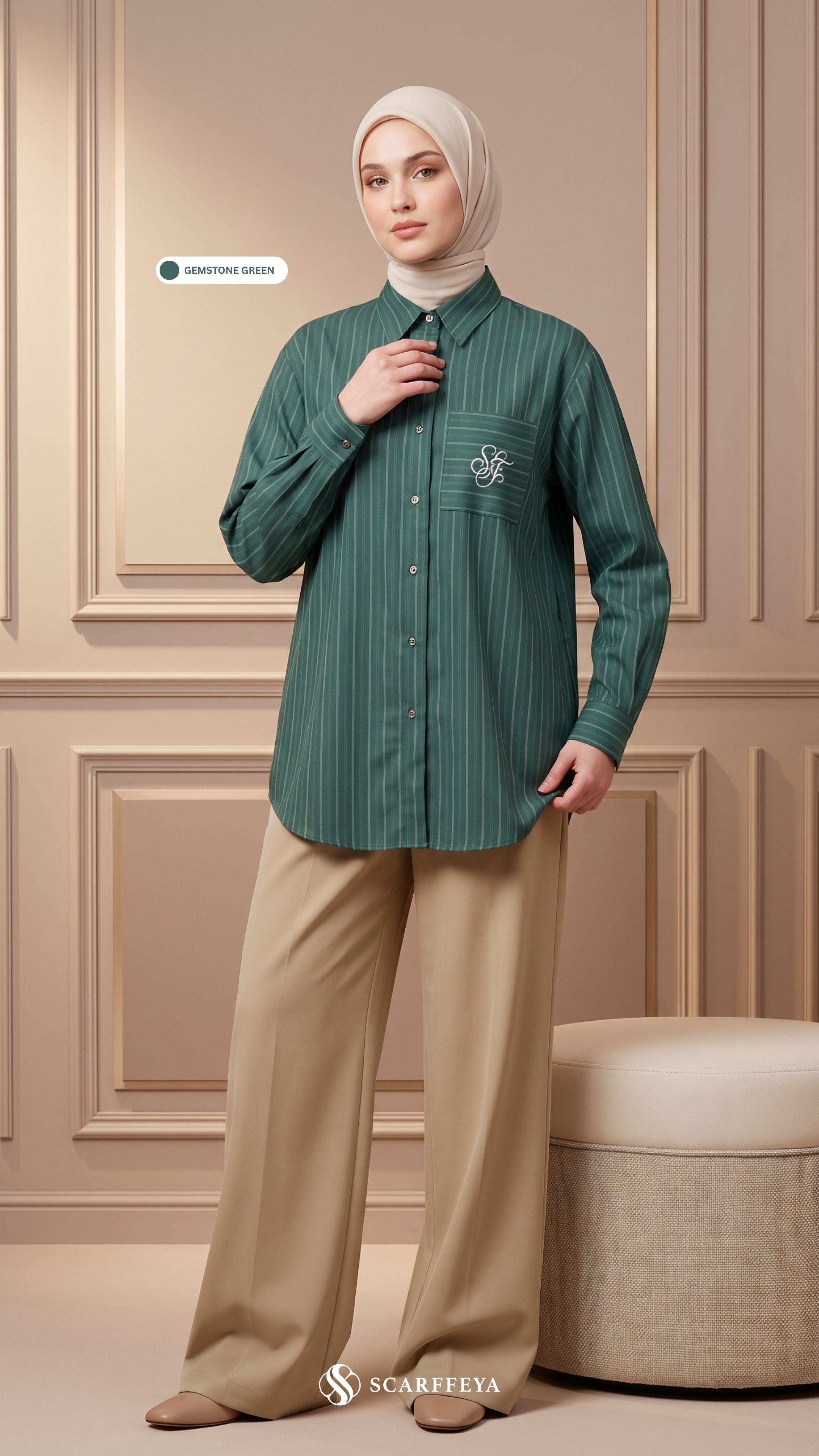 EVRA COTTON LINEN SHIRT (GEMSTONE GREEN)