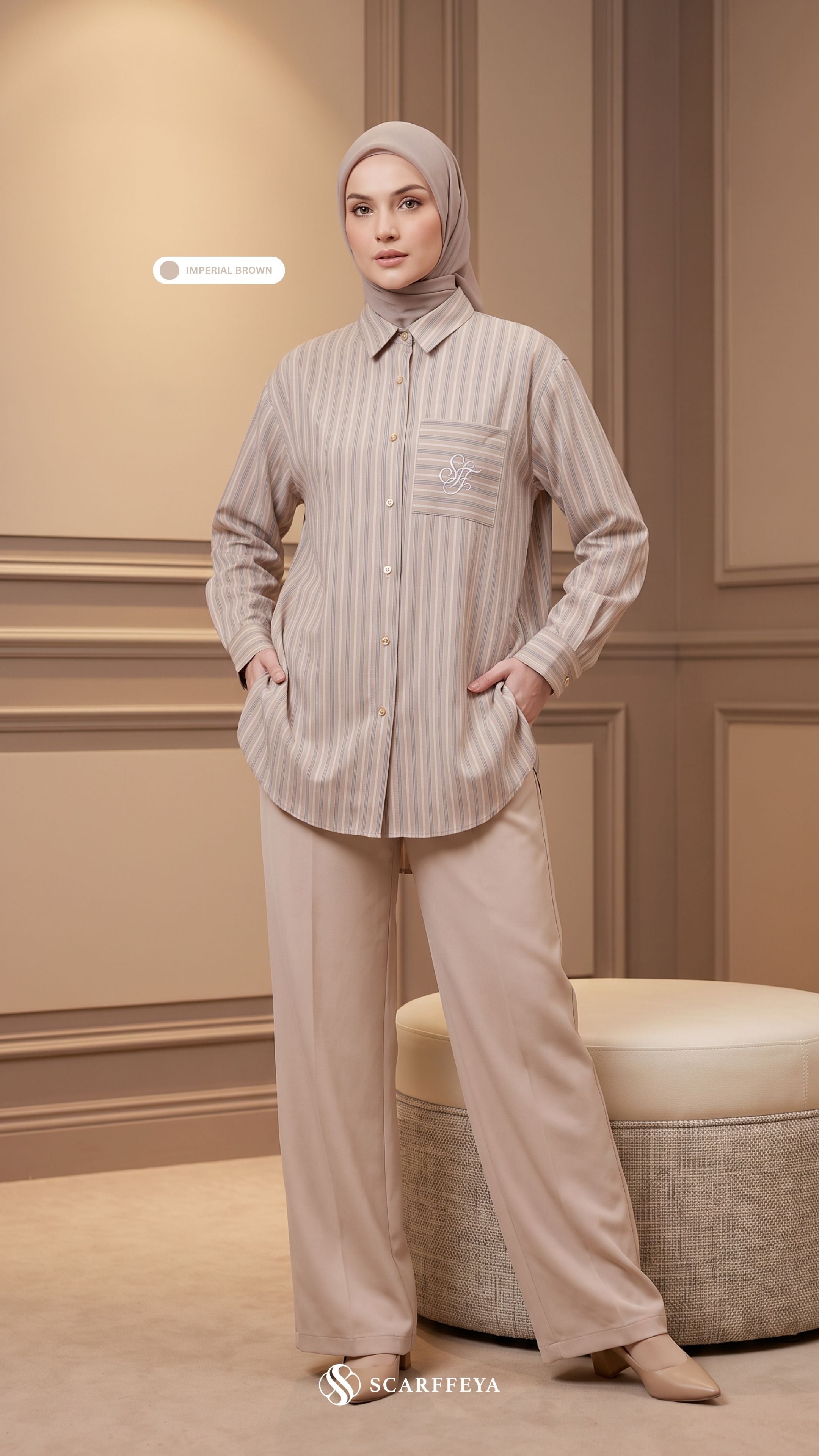 EVRA COTTON LINEN SHIRT (IMPERIAL BROWN)