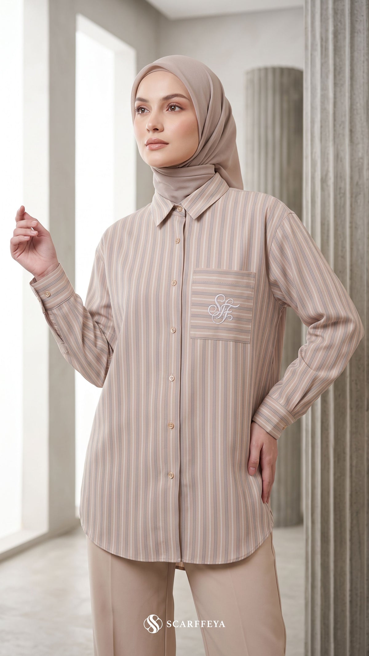 EVRA COTTON LINEN SHIRT (IMPERIAL BROWN)