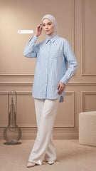 EVRA COTTON LINEN SHIRT (MISTY BLUE)