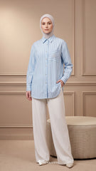 EVRA COTTON LINEN SHIRT (MISTY BLUE)